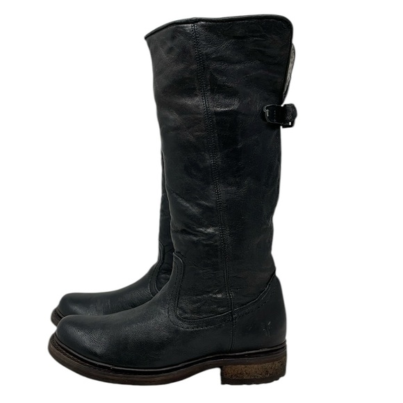 Frye Shoes - FRYE Boots Tall Convertible Black Leather Fold Over Shearling Size 7